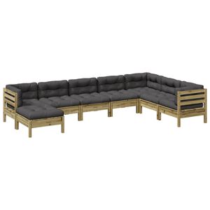 vidaXL 8 Piece Garden Sofa Set with Cushions Impregnated Wood Pine