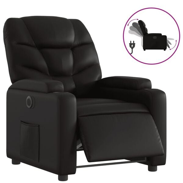 vidaXL Electric Recliner Chair Black Faux Leather