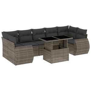 vidaXL 8 Piece Garden Sofa Set with Cushions Grey Poly Rattan