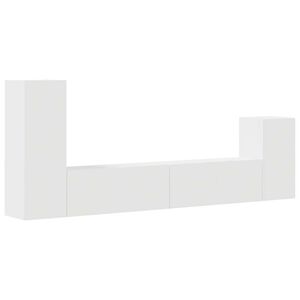 vidaXL 4 Piece TV Cabinet Set White Engineered Wood