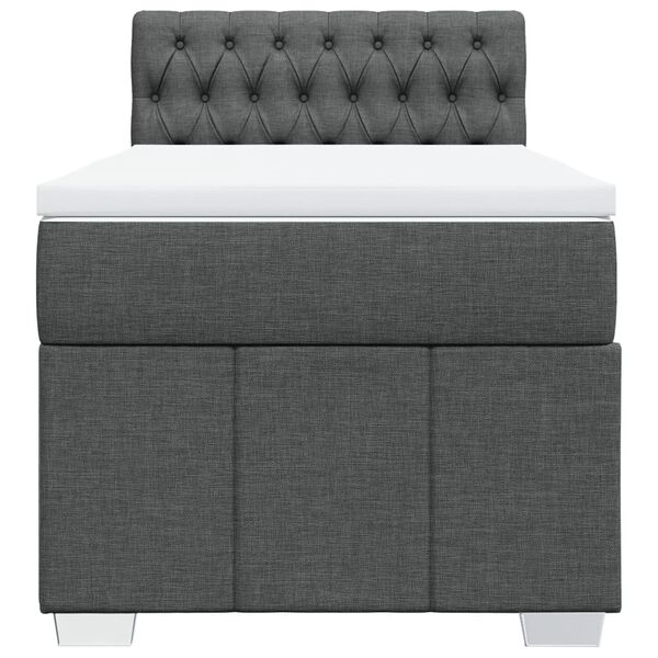 vidaXL Box Spring Bed with Mattress Dark Grey King Single Fabric