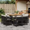 vidaXL 9 Piece Garden Dining Set with Cushions Black Poly Rattan