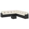 vidaXL 10 Piece Garden Sofa Set with Cushions Black Poly Rattan