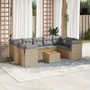vidaXL 10 Piece Garden Sofa Set with Cushions Beige Poly Rattan