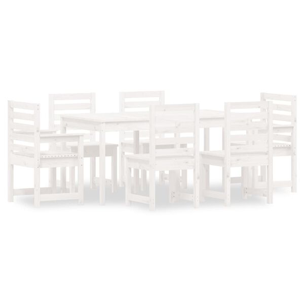vidaXL 7 Piece Garden Dining Set White Solid Wood Pine