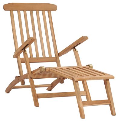 vidaXL Garden Deck Chairs with Footrests and Table Solid Teak Wood