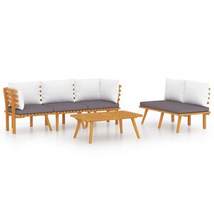 vidaXL 5 Piece Garden Lounge Set with Cushions Solid Wood Acacia