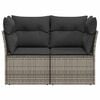 vidaXL Garden Sofa with Cushions 2-Seater Grey Poly Rattan