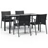 vidaXL 5 Piece Garden Dining Set with Cushions Poly Rattan and Steel