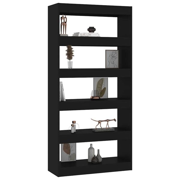 vidaXL Book Cabinet/Room Divider Black 80x30x166 cm Engineered Wood