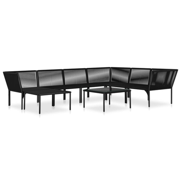 vidaXL 8 Piece Garden Lounge Set with Cushions Black PVC