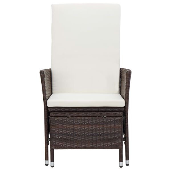 vidaXL Reclining Garden Chair with Cushions Poly Rattan Brown