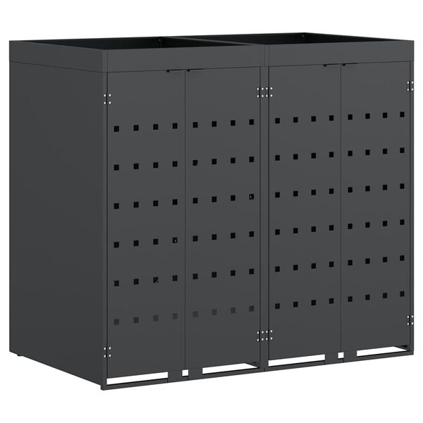vidaXL Wheelie Bin Storage for 2 Bins Anthracite 136 x 77.5 x 121.5 cm