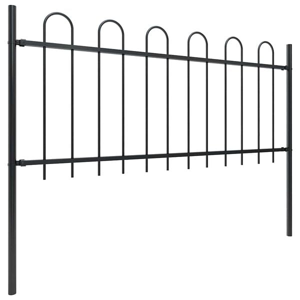 vidaXL Garden Fence Boxtel with Hoop Top Steel 181x80 cm Black