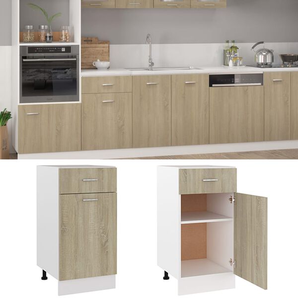vidaXL Drawer Bottom Cabinet Sonoma Oak 40x46x81.5 cm Engineered Wood