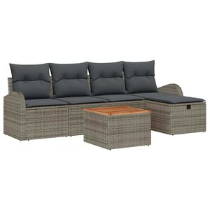 vidaXL Garden Sofa Set 6 pcs Grey Poly rattan