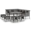 vidaXL 6 Piece Garden Dining Set with Cushions Grey Poly Rattan