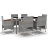 vidaXL 7 Piece Garden Dining Set Poly Rattan and Tempered Glass Grey