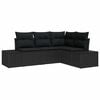 vidaXL Garden Sofa Set 4 pcs Black Poly Rattan