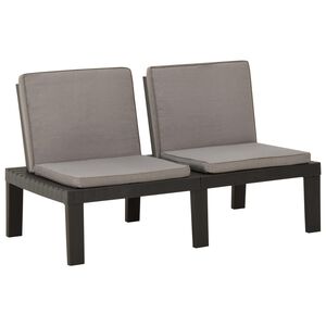 vidaXL Garden Lounge Bench with Cushion Plastic Grey