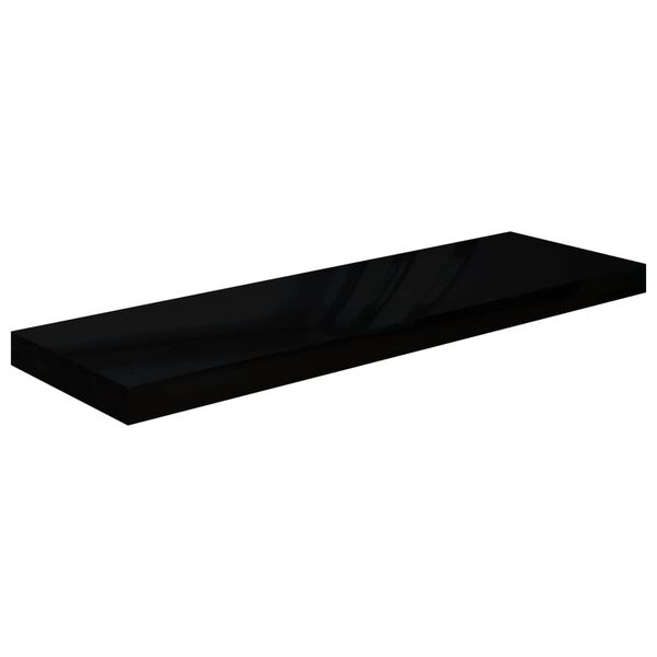 vidaXL Floating Wall Shelf High Gloss Black 80x23.5x3.8 cm MDF