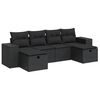 vidaXL 6 Piece Garden Sofa Set with Cushions Black Poly Rattan