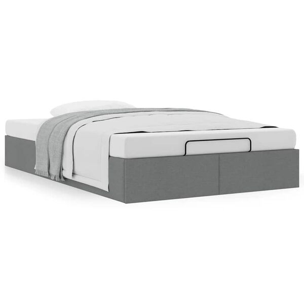 vidaXL Ottoman Storage Bed Frame without Mattress Dark Grey King Single Fabric