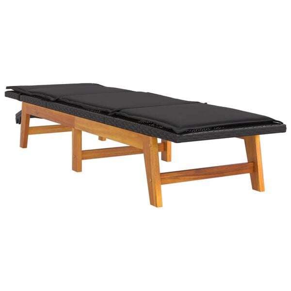 vidaXL Sun Lounger with Cushion Poly Rattan&Solid Wood Acacia