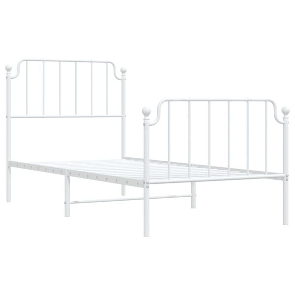 vidaXL Metal Bed Frame without Mattress with Footboard White 90x190cm