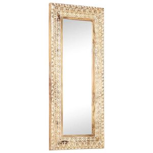 vidaXL Mirror | Natural Wood | Solid mango wood | 110x50 cm | Decorative Inlays