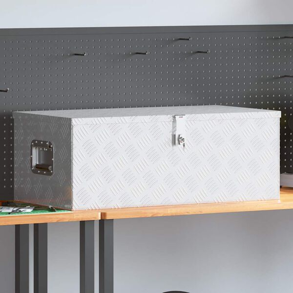 vidaXL Storage Box Silver 90x47x33.5 cm Aluminium