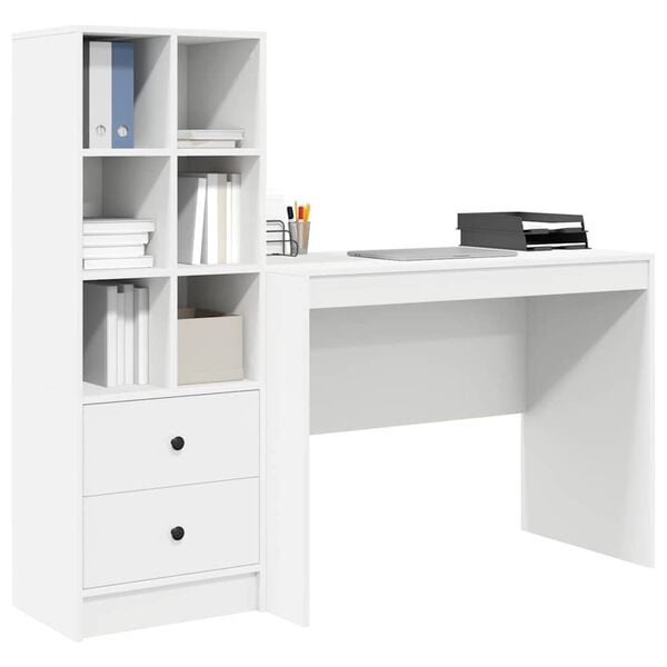 vidaXL Desk with Drawer 2 pcs White
