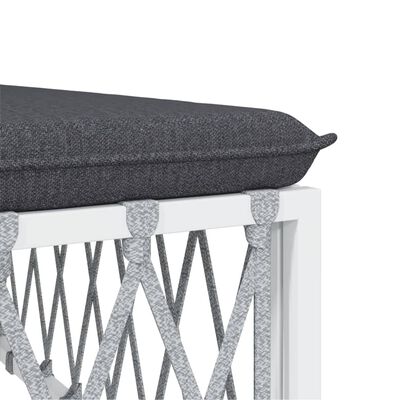 vidaXL Garden Footstool with Cushion White Woven Fabric