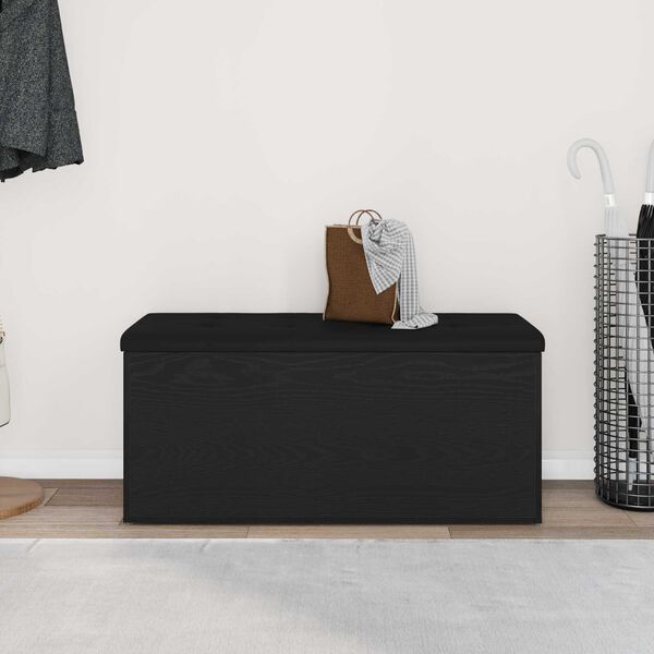 vidaXL Storage Bench Black oak 102 x 42 x 45 cm Engineered Wood
