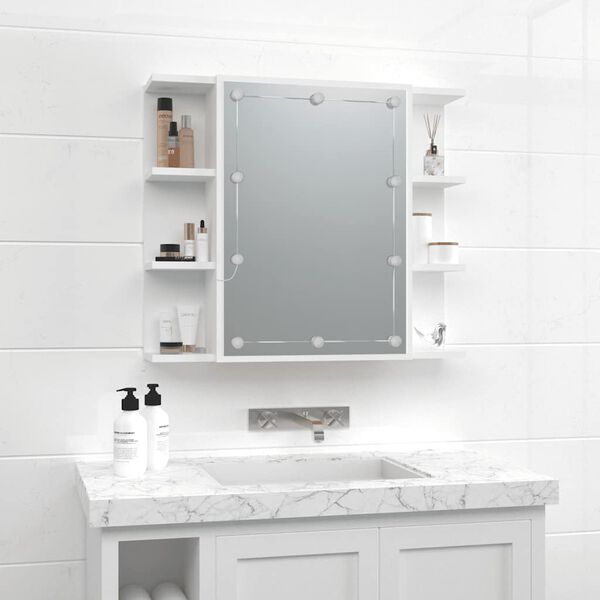 vidaXL Mirror Cabinet with LED White 70x16.5x60 cm