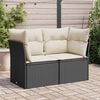 vidaXL Garden Sofa with Cushions 2-Seater Black Poly Rattan