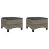 vidaXL Garden Stools with Cushions 2 pcs Grey 55x55x36 cm Poly Rattan