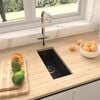 vidaXL Kitchen Sink with Overflow Hole Black Granite