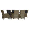 vidaXL 7 Piece Garden Dining Set Brown Poly Rattan
