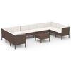 vidaXL 11 Piece Garden Lounge Set with Cushions Poly Rattan Brown