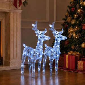 vidaXL Christmas Reindeers 2 pcs Cold White 80 LEDs Acrylic