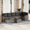 vidaXL 8 Piece Garden Sofa Set with Cushions Grey Poly Rattan