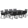 vidaXL Garden Dining Set 9 pcs Black Powder-Coated Steel