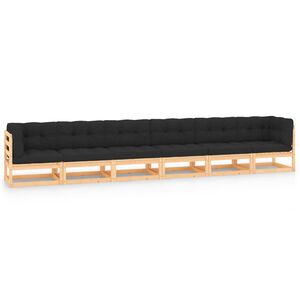 vidaXL 6 Piece Garden Lounge Set with Anthracite Cushions Pinewood