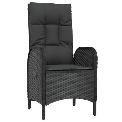 vidaXL 3 Piece Garden Lounge Set with Cushions Black Poly Rattan