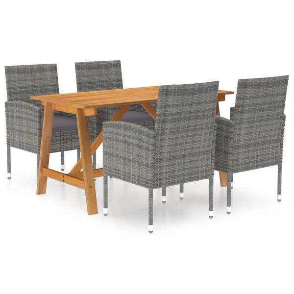 vidaXL 5 Piece Garden Dining Set Grey