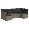 vidaXL 6 Piece Garden Sofa Set with Cushions Grey Poly Rattan
