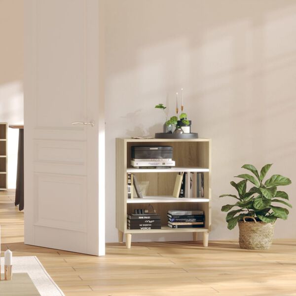 vidaXL Sideboard White and Sonoma Oak 57x35x70 cm Engineered Wood