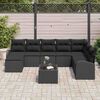 vidaXL Sofa Set with Cushion with Storage 9 pcs Black Poly Rattan