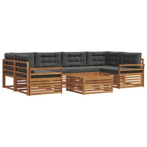 vidaXL Outdoor Sofa Set 7 pcs Natural and Anthracite